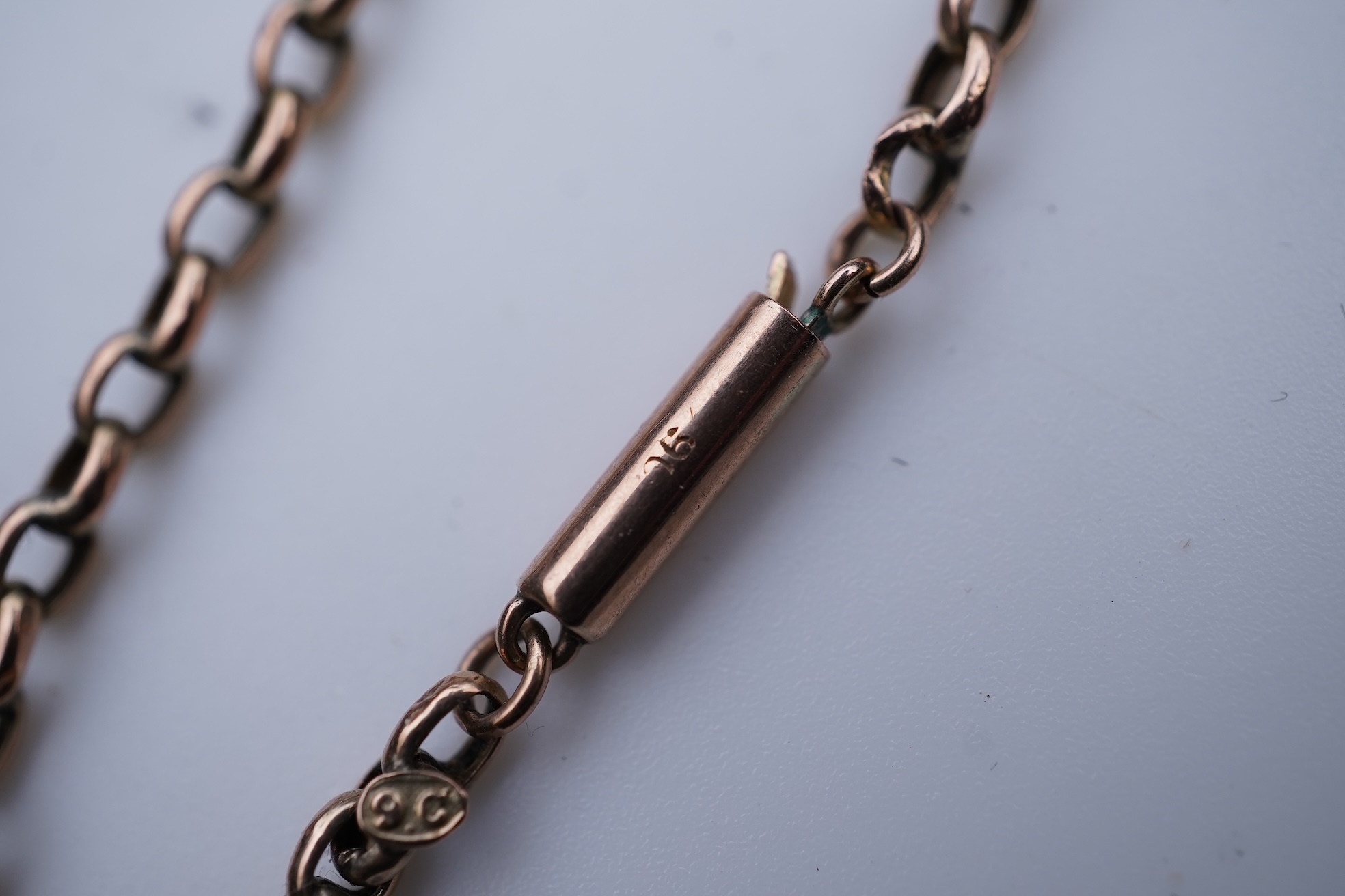 A gold locket and chain, late 19th century